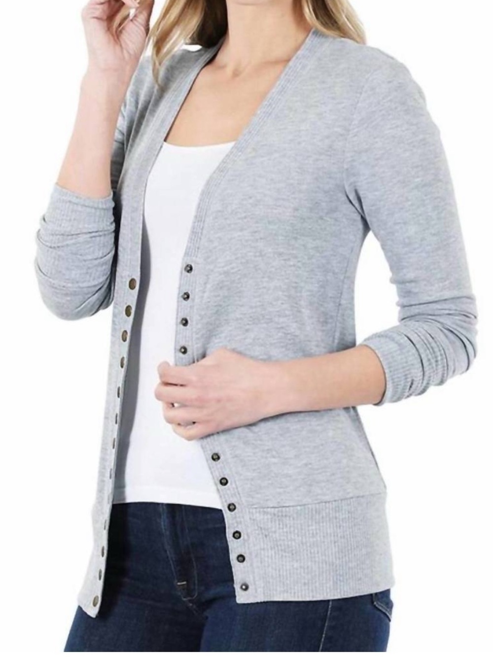 BUNDLE of 2 Zenana Outfitters Snap  Cardigans - Grey & Rust Brown - Small - NWOT